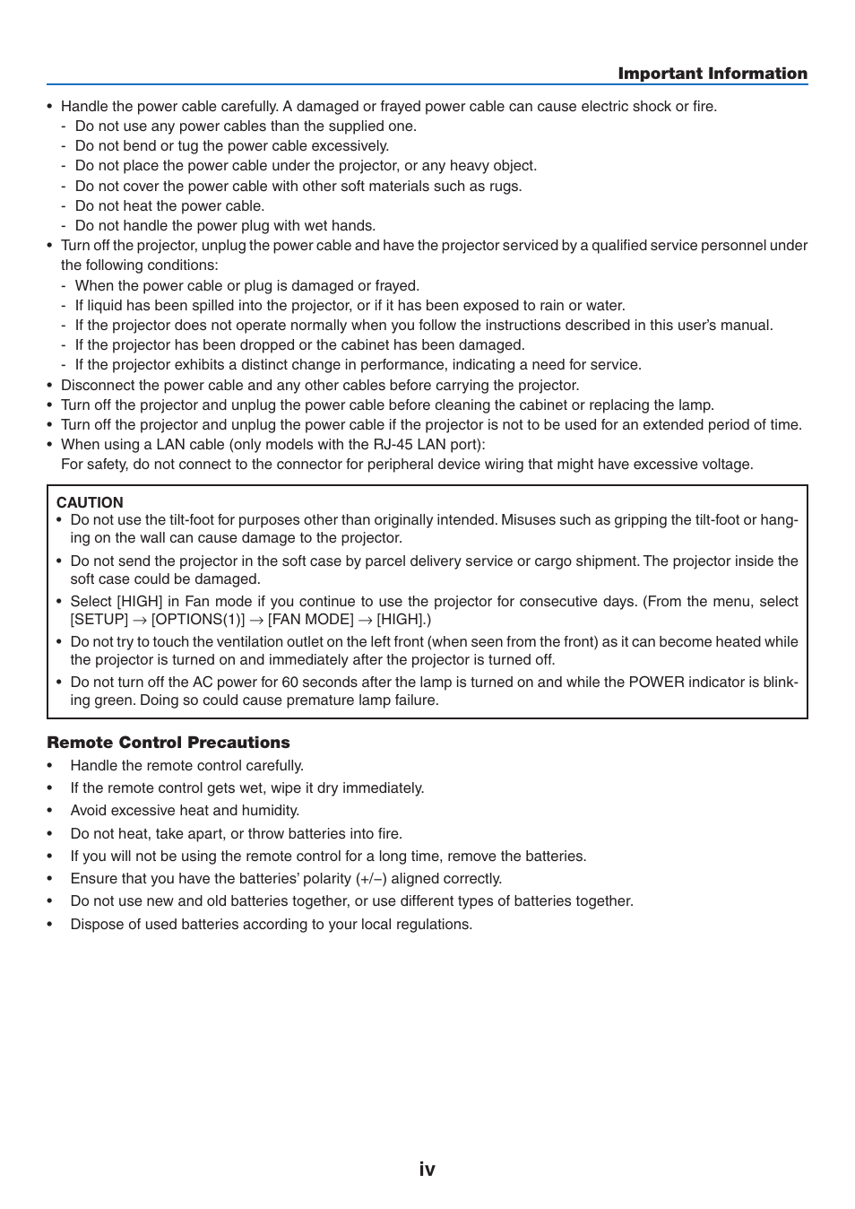 NEC NP410 User Manual | Page 6 / 114