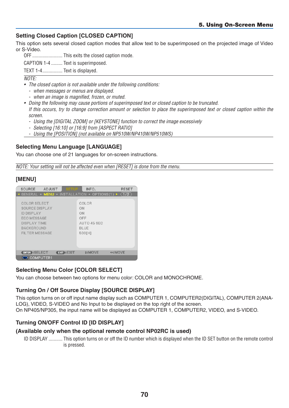 NEC NP410 User Manual | Page 79 / 114