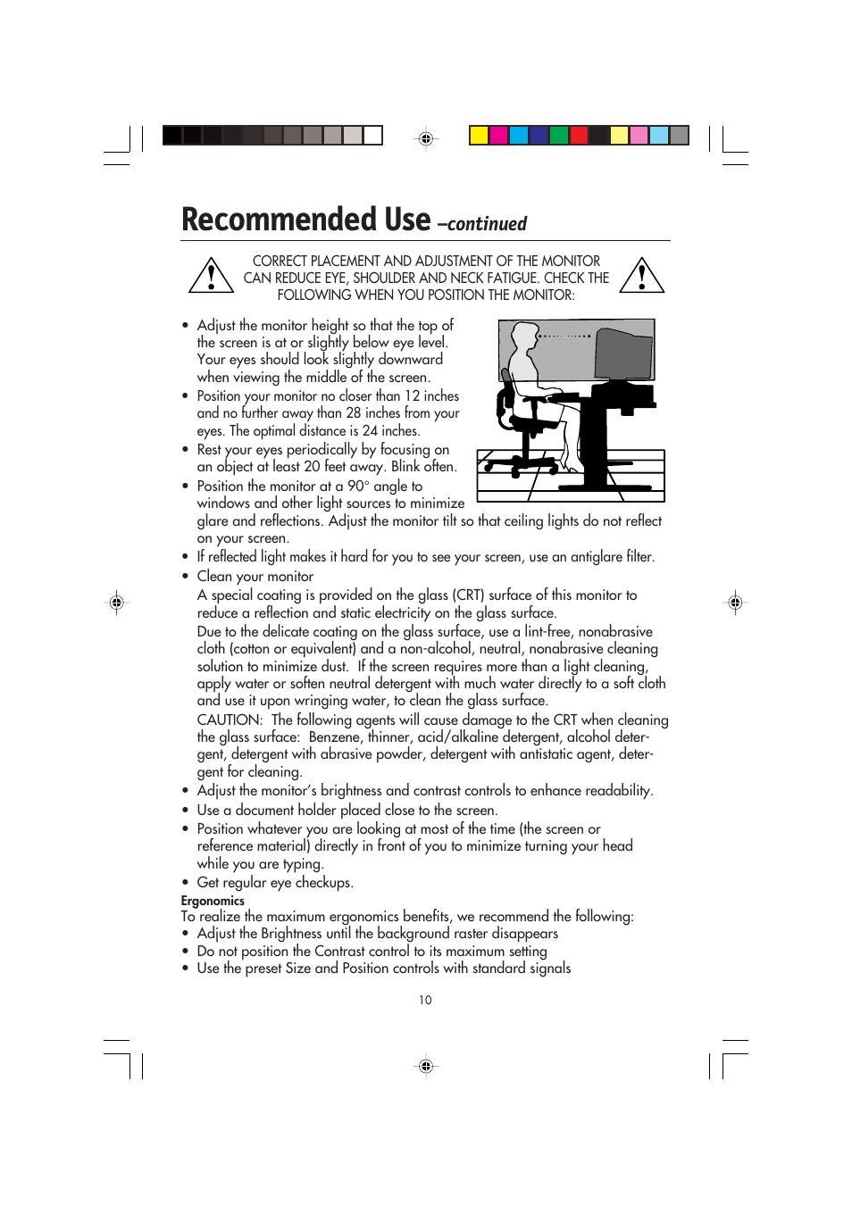 Recommended use, Continued | NEC FP2141SB User Manual | Page 12 / 76