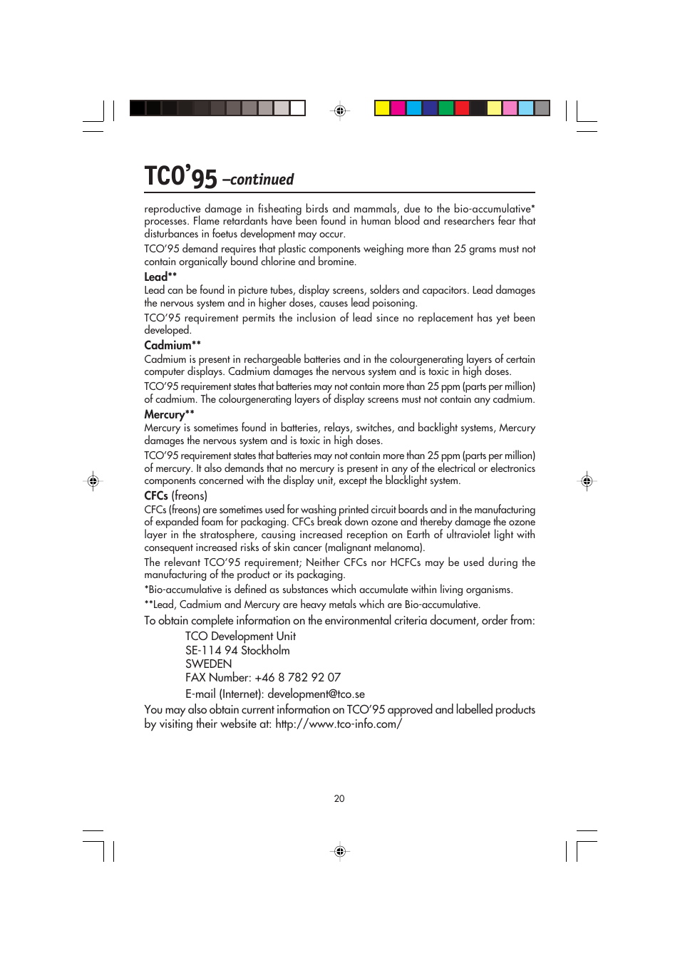 Tco’95, Continued | NEC FP2141SB User Manual | Page 22 / 76