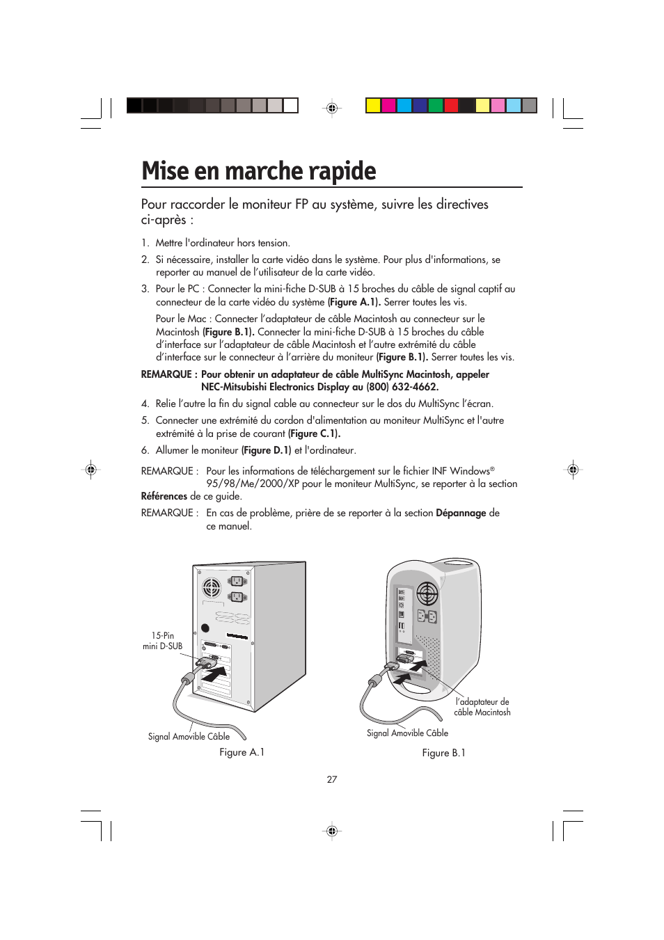 Mise en marche rapide | NEC FP2141SB User Manual | Page 29 / 76