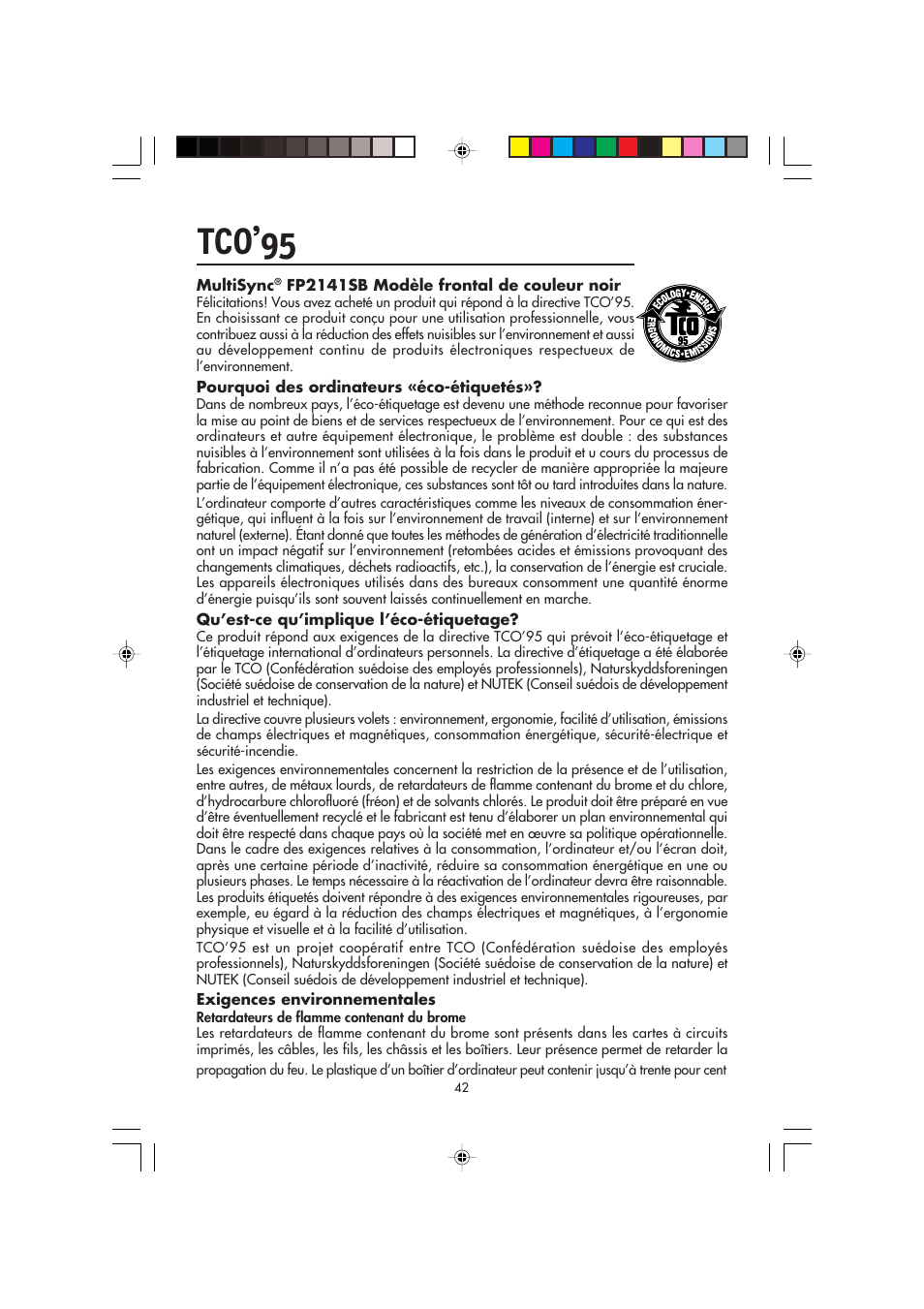 Tco’95 | NEC FP2141SB User Manual | Page 44 / 76