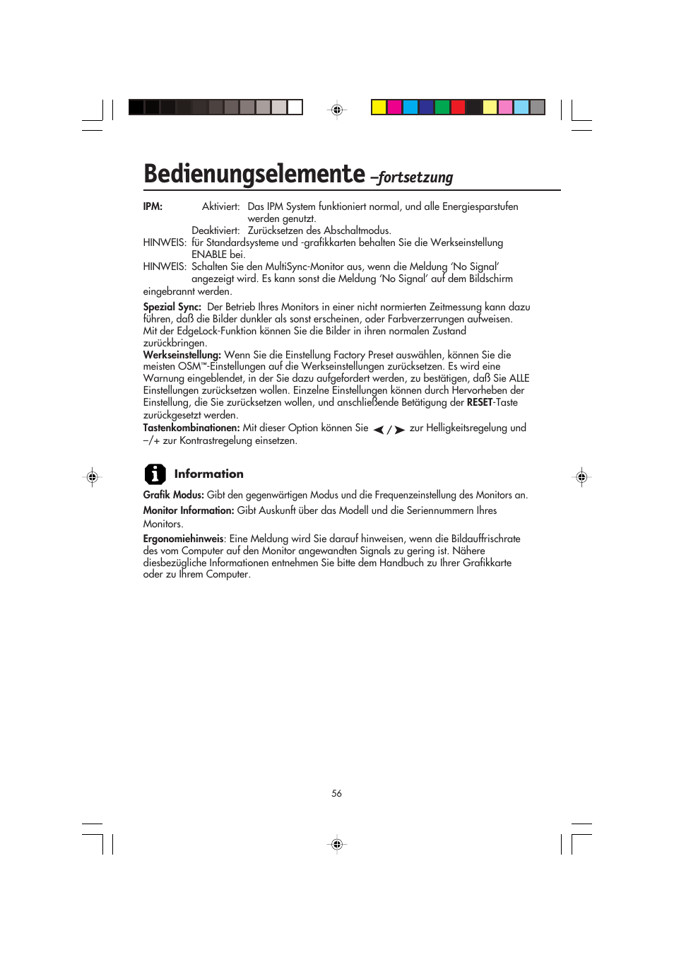 Bedienungselemente, Fortsetzung | NEC FP2141SB User Manual | Page 58 / 76