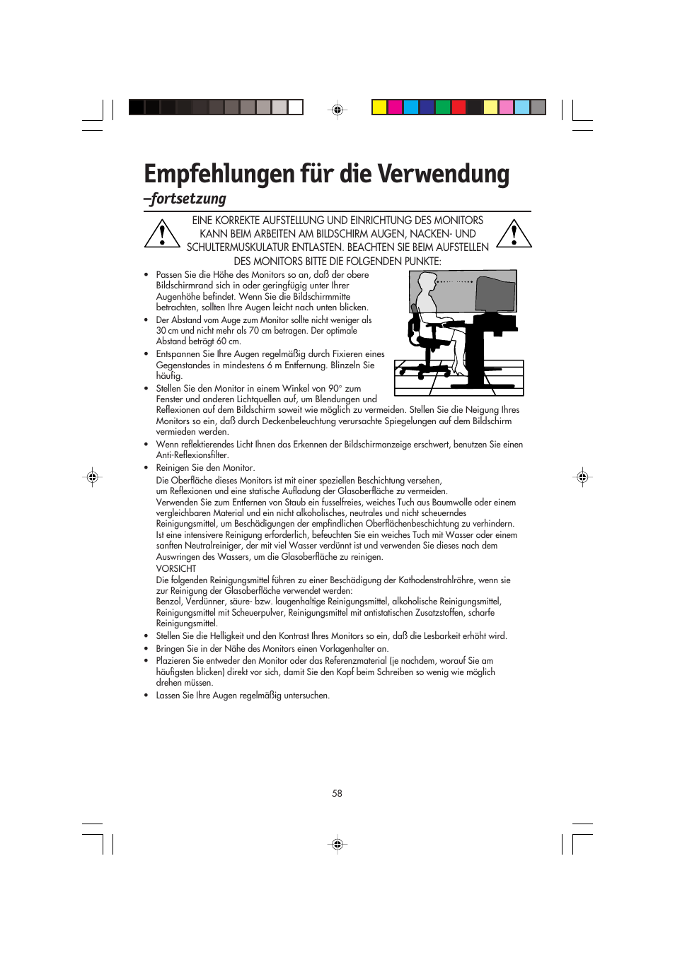 Empfehlungen für die verwendung, Fortsetzung | NEC FP2141SB User Manual | Page 60 / 76