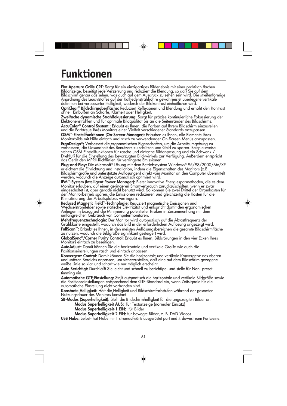 Funktionen | NEC FP2141SB User Manual | Page 63 / 76