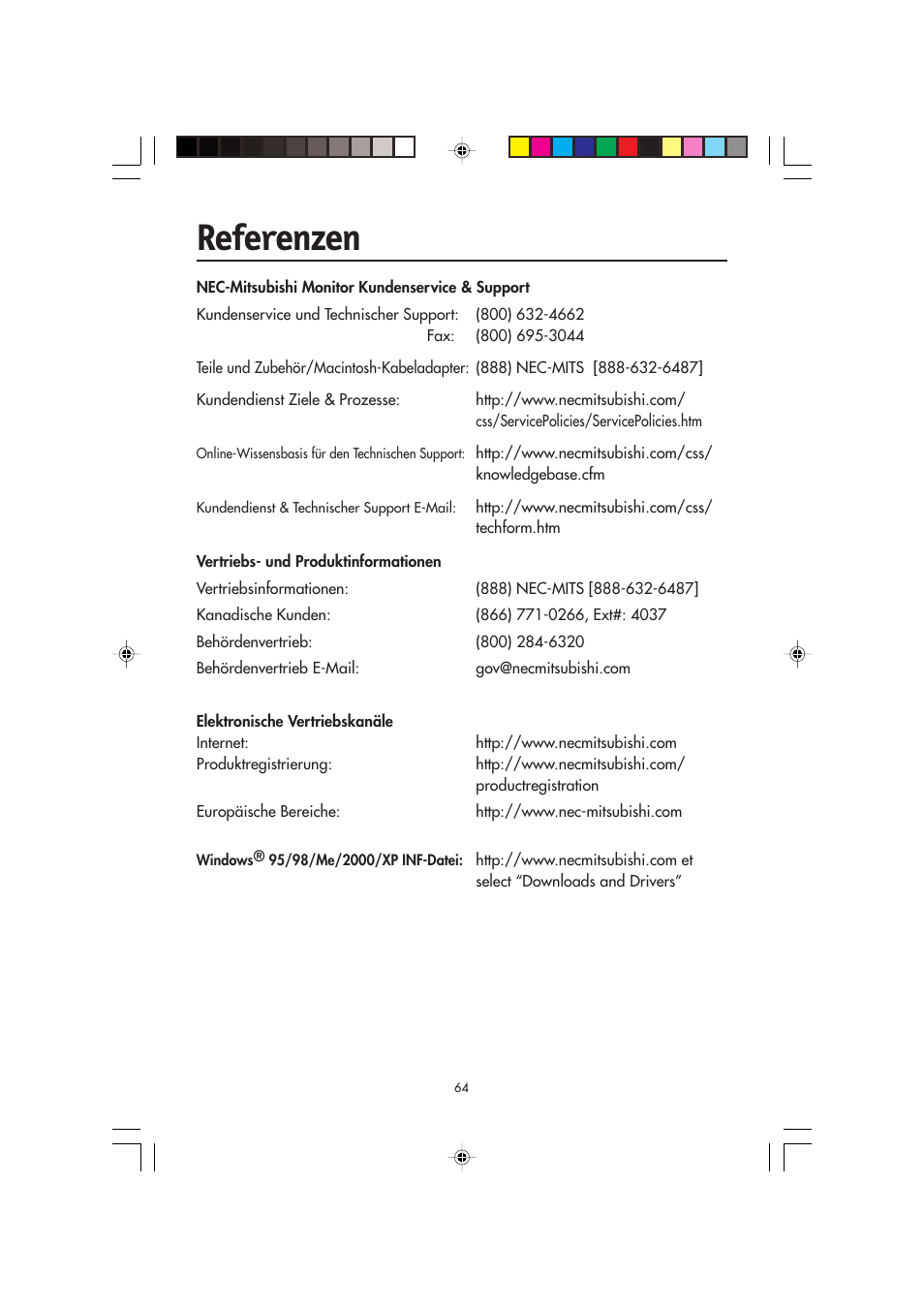 Referenzen | NEC FP2141SB User Manual | Page 66 / 76