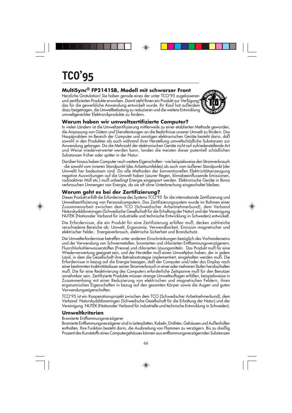 Tco’95 | NEC FP2141SB User Manual | Page 68 / 76