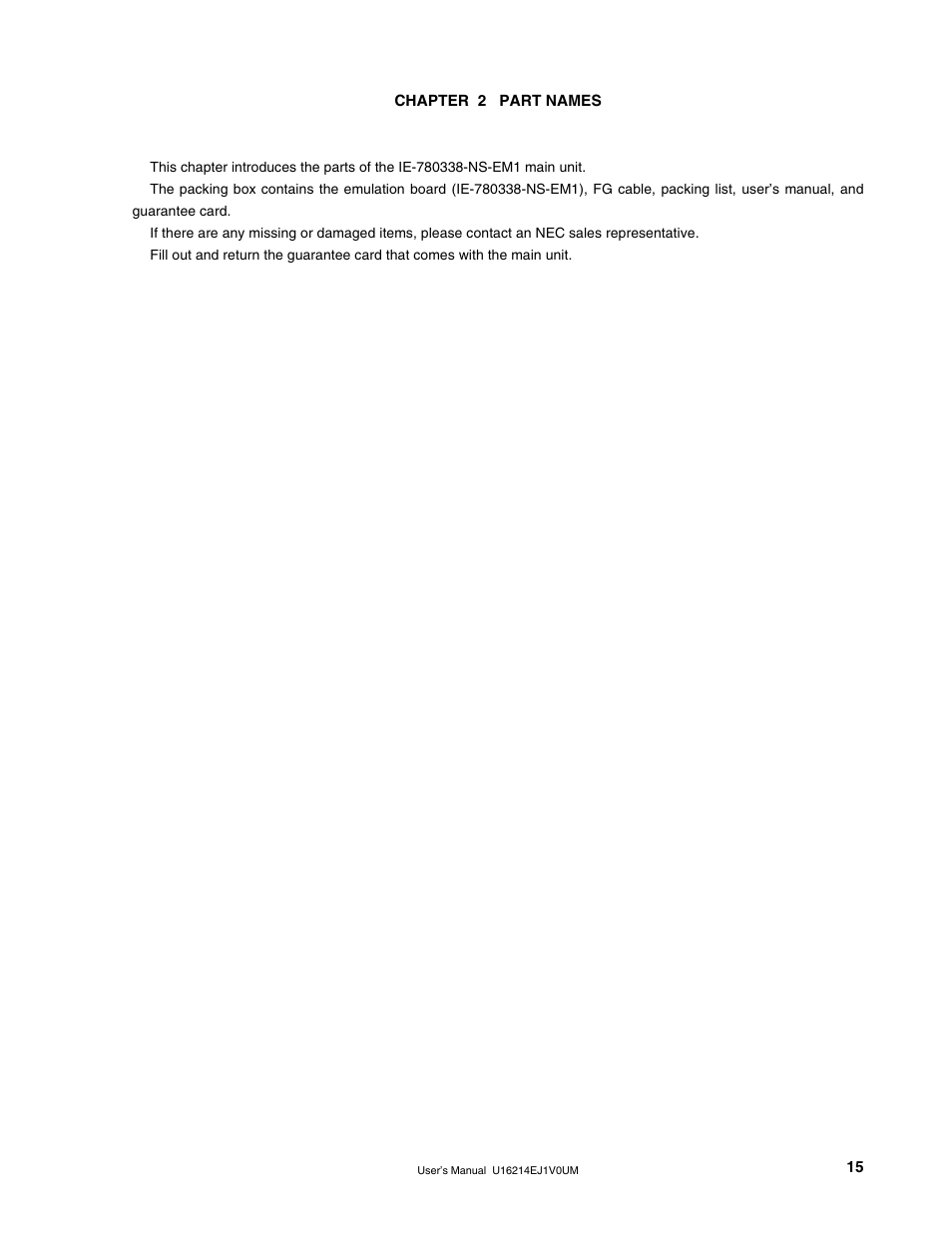 Chapter 2 part names | NEC uPD780328 Subseries User Manual | Page 15 / 47