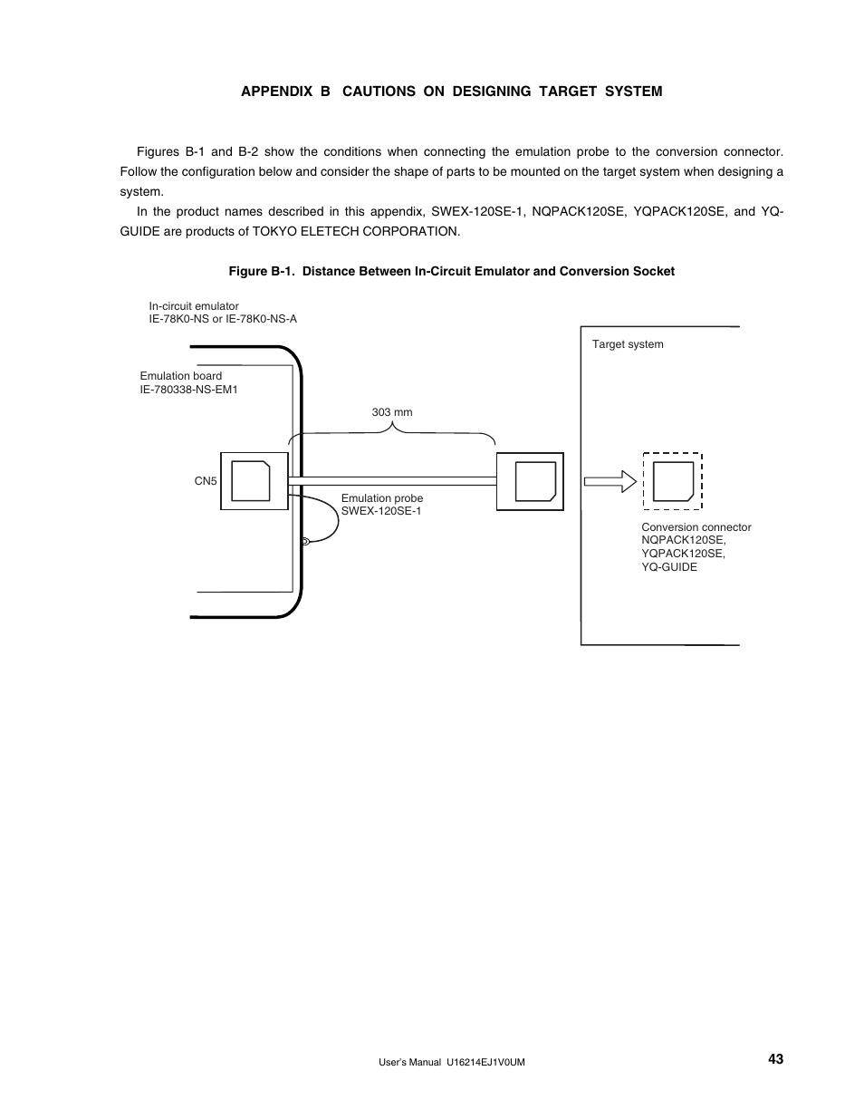 Appendix b cautions on designing target system | NEC uPD780328 Subseries User Manual | Page 43 / 47