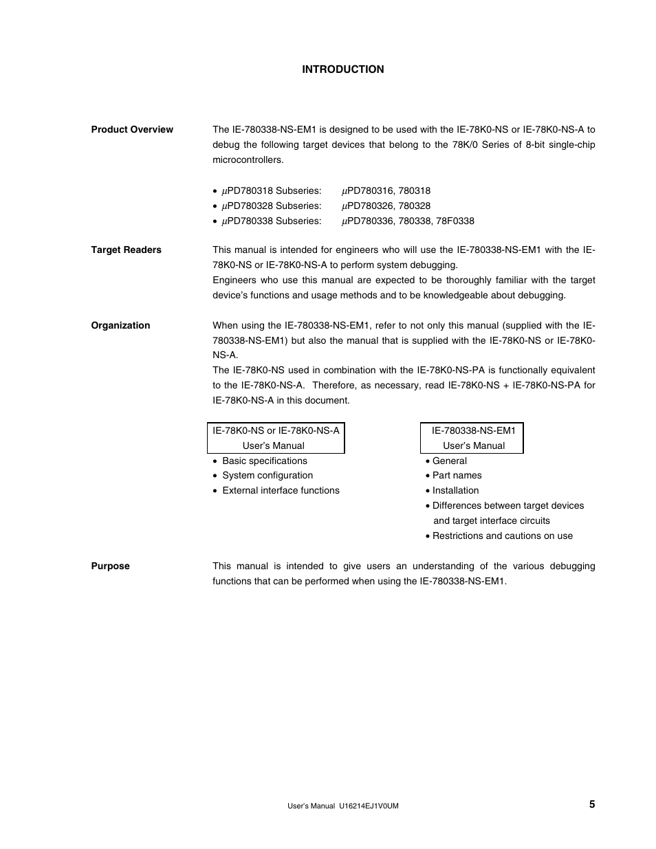 Introduction | NEC uPD780328 Subseries User Manual | Page 5 / 47