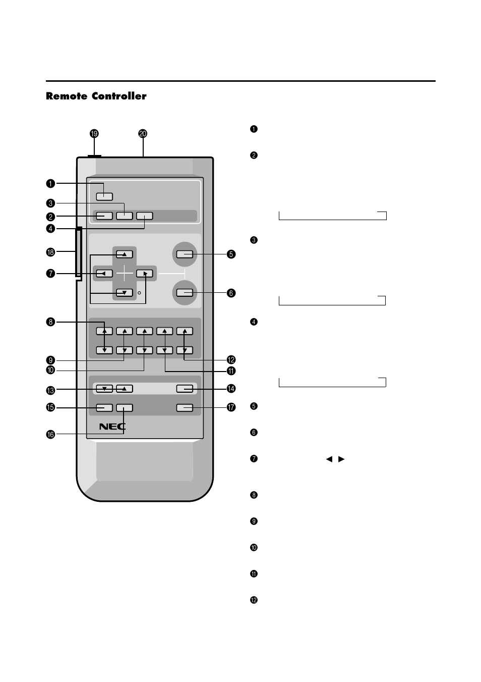 Remote controller | NEC 4205W User Manual | Page 12 / 54