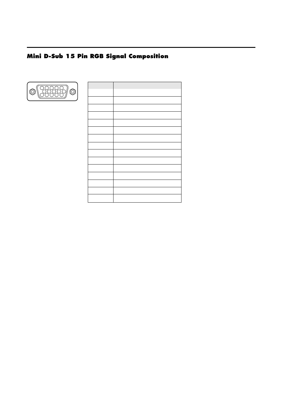 Mini d-sub 15 pin rgb signal composition | NEC 4205W User Manual | Page 19 / 54