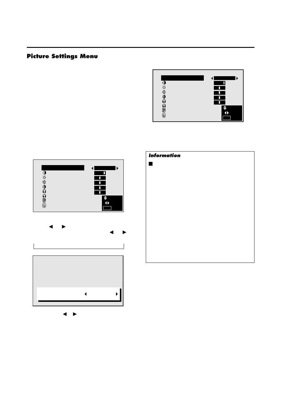 Picture settings menu | NEC 4205W User Manual | Page 26 / 54