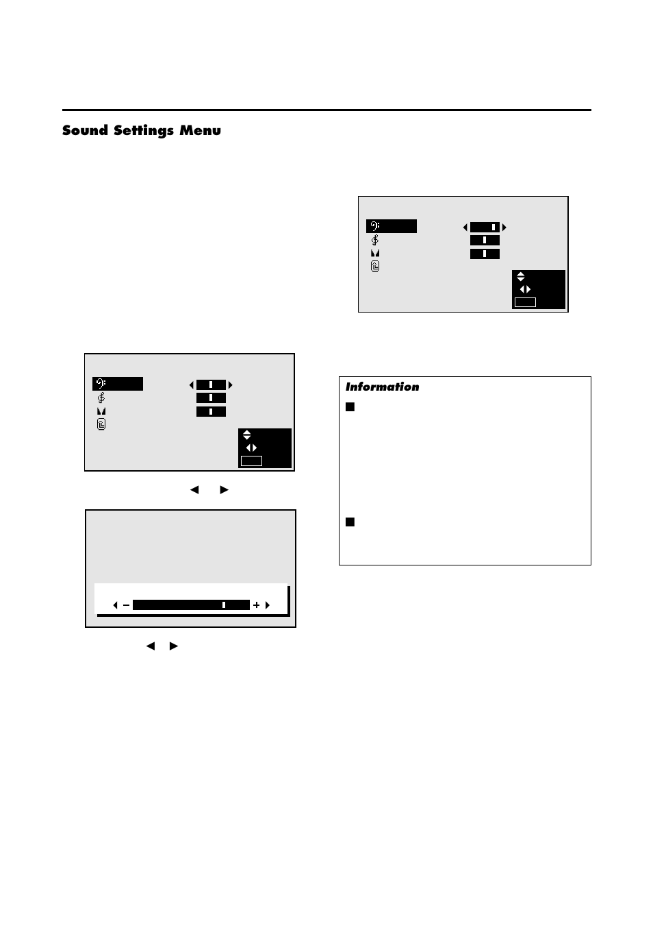 Sound settings menu | NEC 4205W User Manual | Page 31 / 54