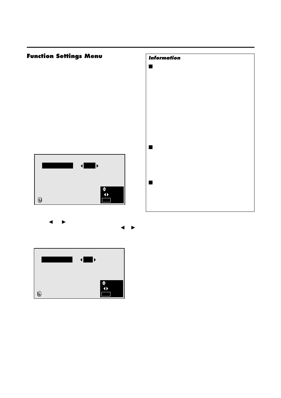 Function settings menu | NEC 4205W User Manual | Page 36 / 54