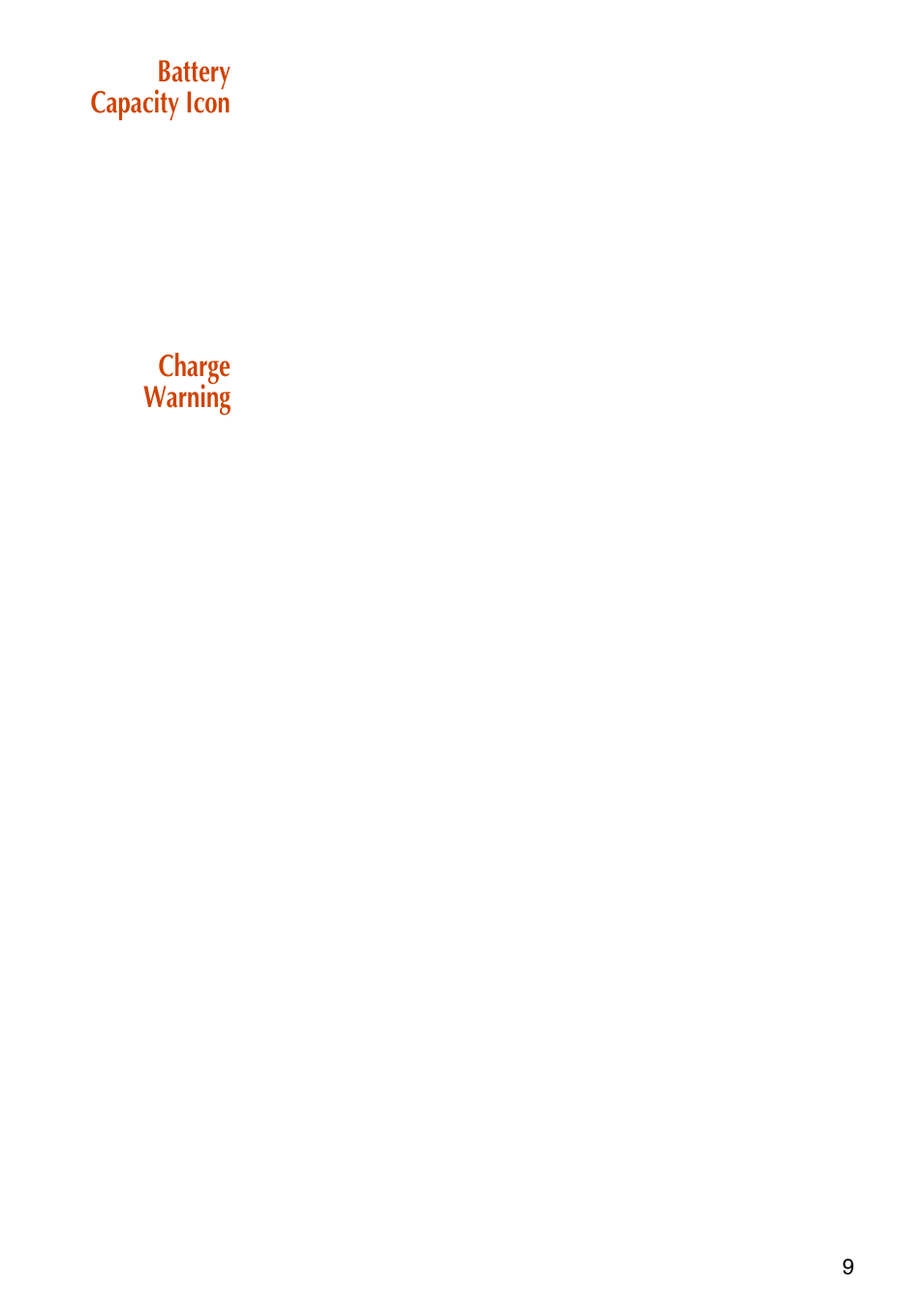 Battery capacity icon, Charge warning | NEC C944 User Manual | Page 11 / 53