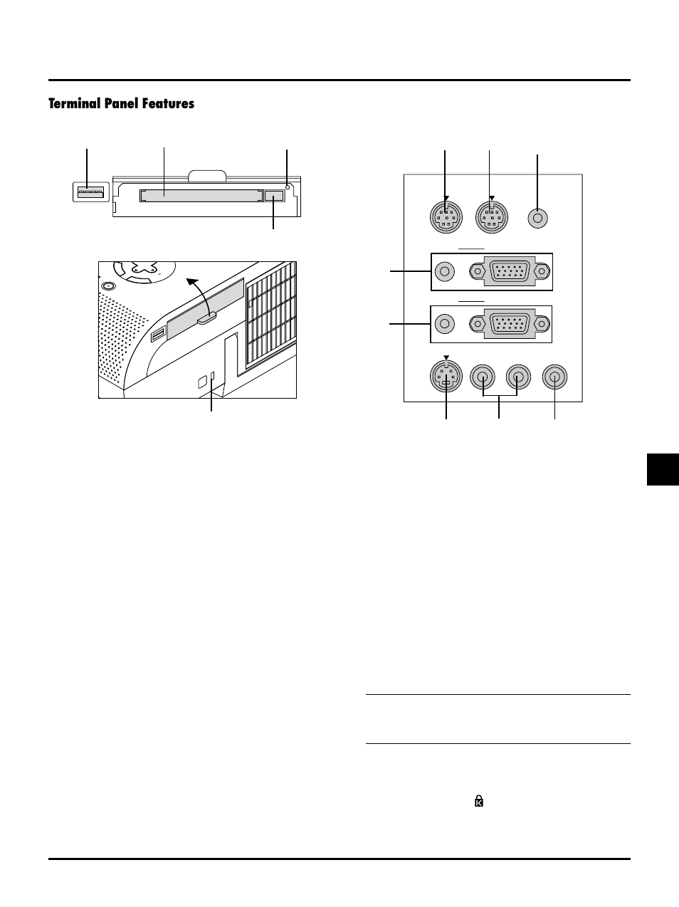 Terminal panel features | NEC MT1040 User Manual | Page 9 / 42