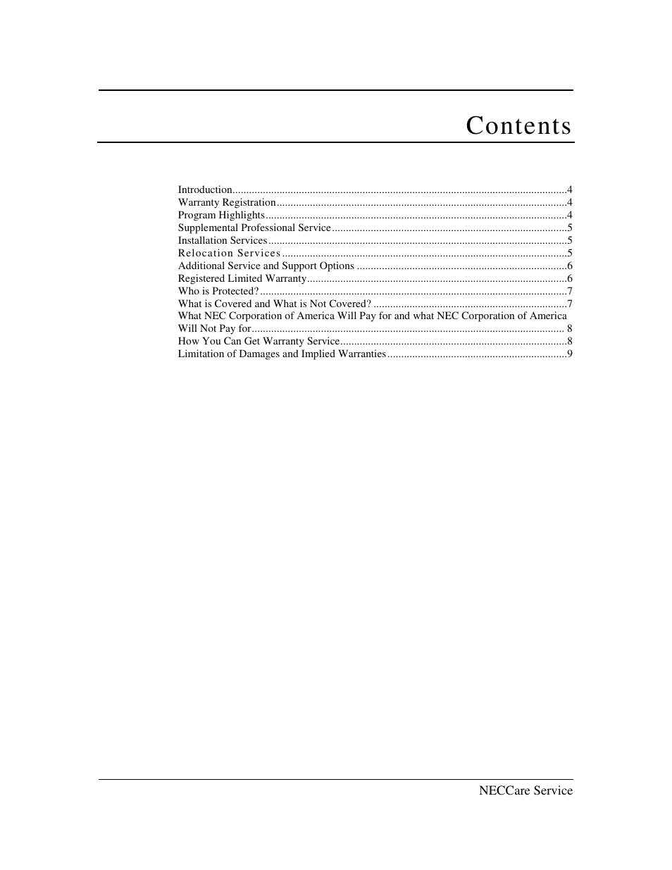 NEC NECCare Standard/300 User Manual | Page 3 / 11