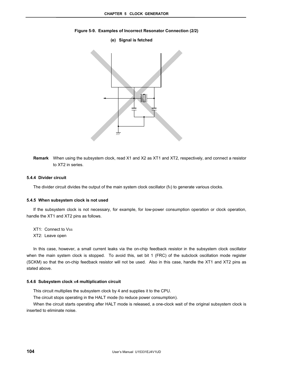 4 divider circuit, 5 when subsystem clock is not used, 6 subsystem clock (4 multiplication circuit | NEC PD78F9488 User Manual | Page 104 / 388