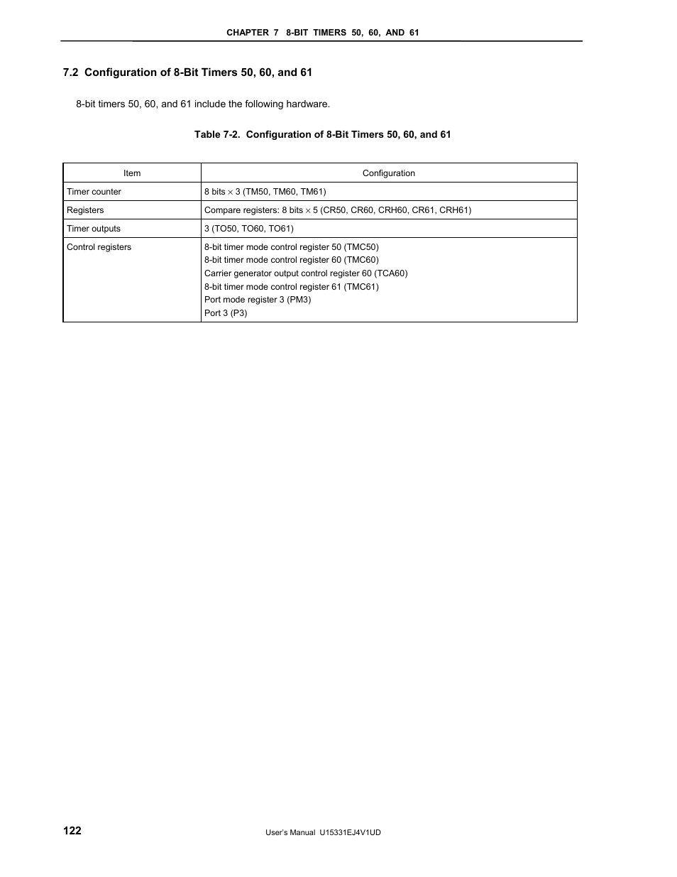 2 configuration of 8-bit timers 50, 60, and 61 | NEC PD78F9488 User Manual | Page 122 / 388