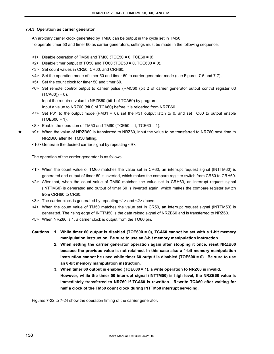 3 operation as carrier generator | NEC PD78F9488 User Manual | Page 150 / 388