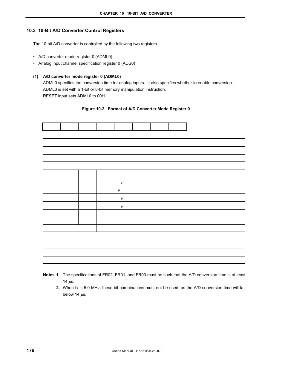 3 10-bit a/d converter control registers | NEC PD78F9488 User Manual | Page 176 / 388