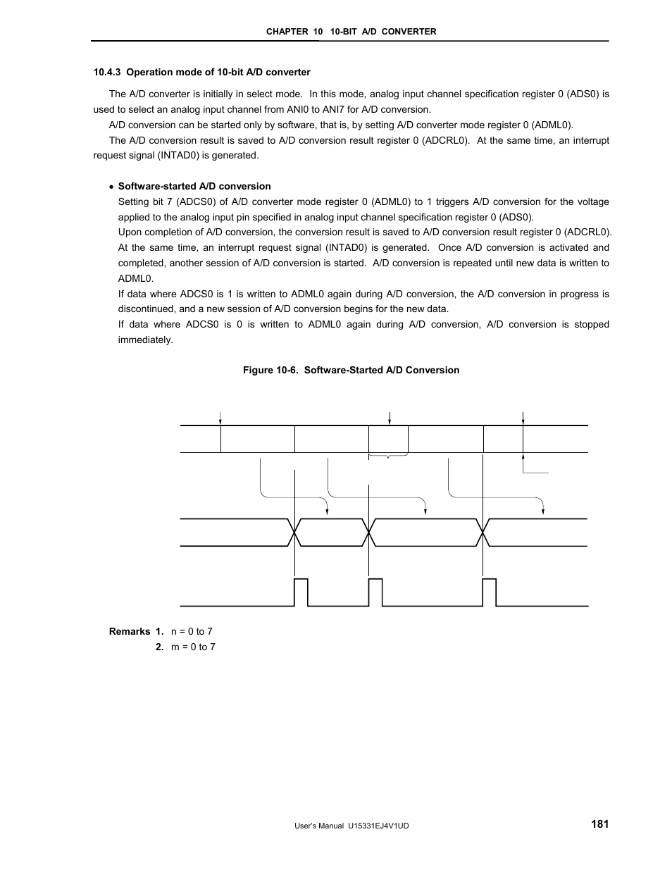 3 operation mode of 10-bit a/d converter | NEC PD78F9488 User Manual | Page 181 / 388