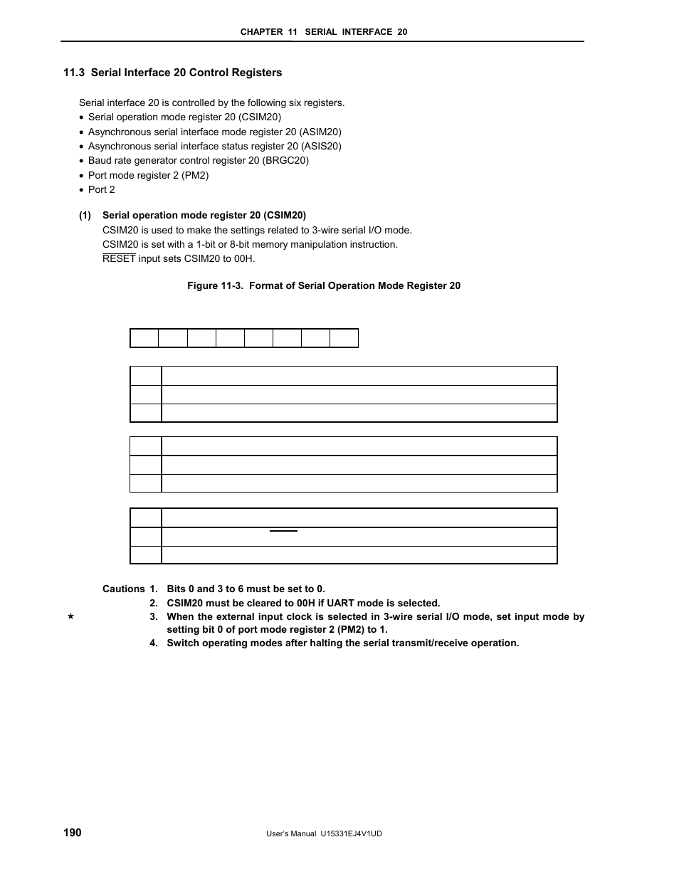 3 serial interface 20 control registers | NEC PD78F9488 User Manual | Page 190 / 388