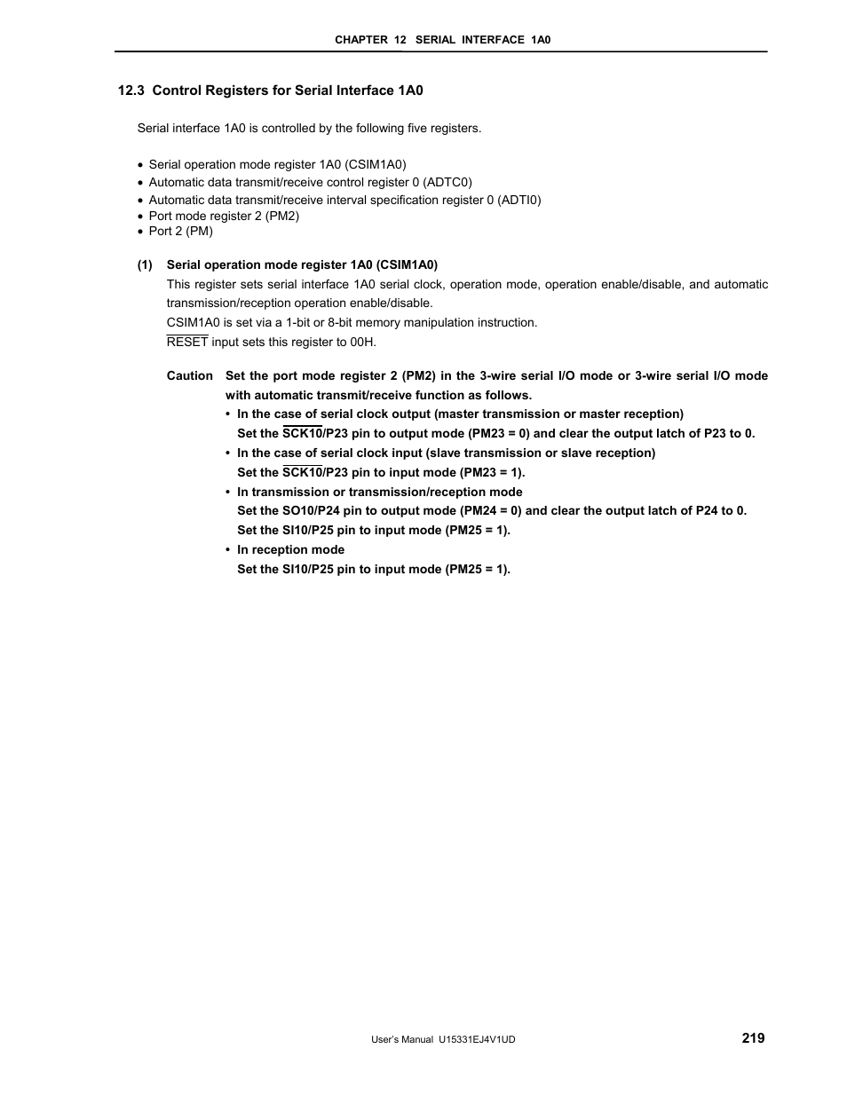 3 control registers for serial interface 1a0 | NEC PD78F9488 User Manual | Page 219 / 388