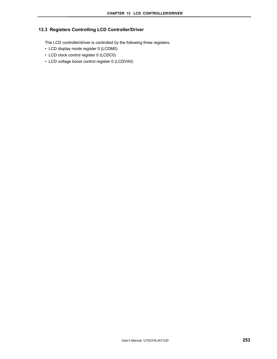 3 registers controlling lcd controller/driver | NEC PD78F9488 User Manual | Page 253 / 388