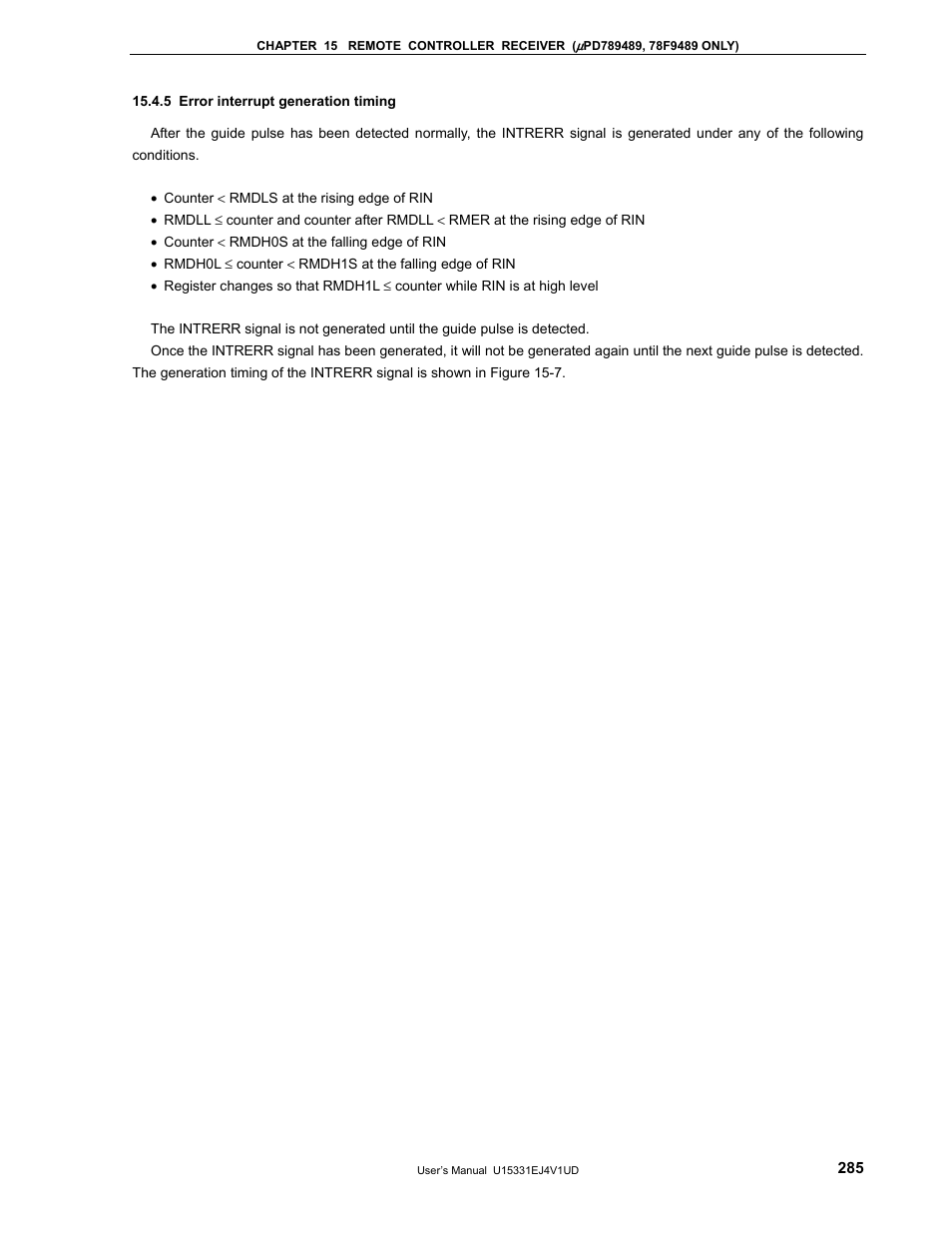 5 error interrupt generation timing | NEC PD78F9488 User Manual | Page 285 / 388