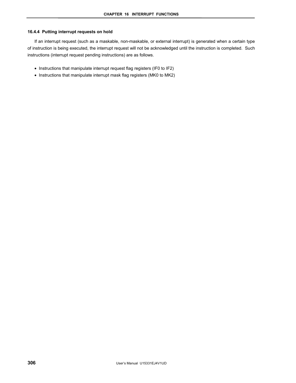 4 putting interrupt requests on hold | NEC PD78F9488 User Manual | Page 306 / 388