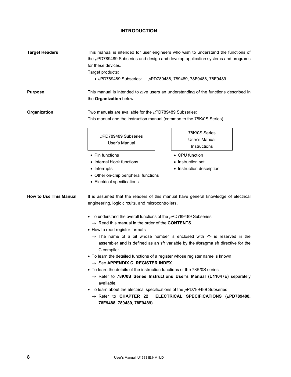 Introduction | NEC PD78F9488 User Manual | Page 8 / 388