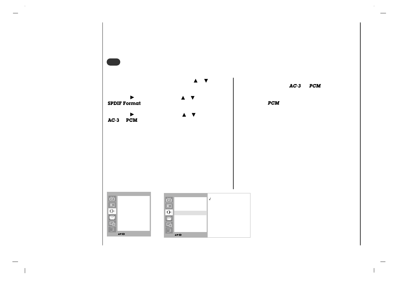 Sound menu, 28 4 4 spdif format (in digital mode only) | NEC NLT-32HD1 User Manual | Page 28 / 52