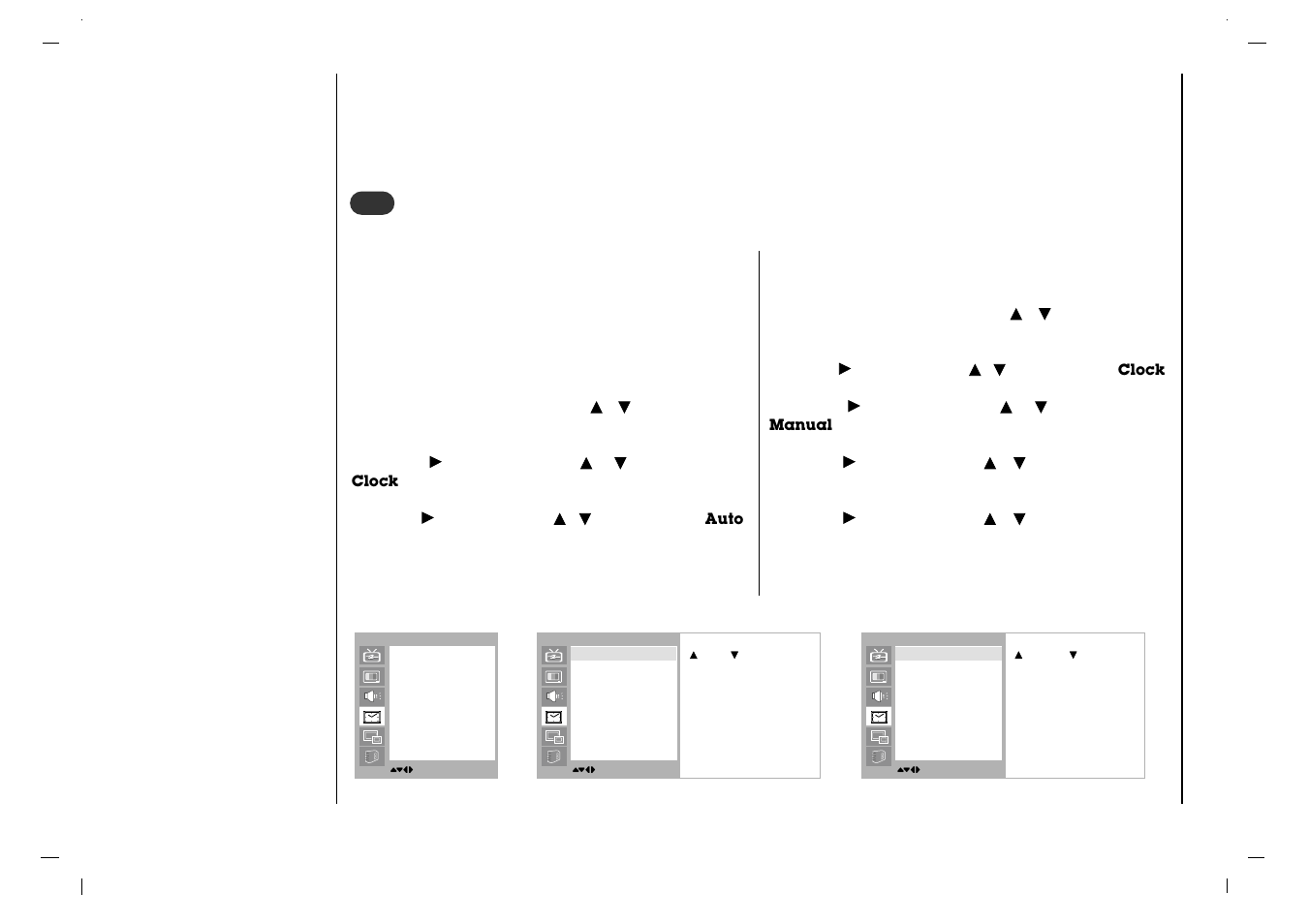 Time menu, 1clock | NEC NLT-32HD1 User Manual | Page 30 / 52