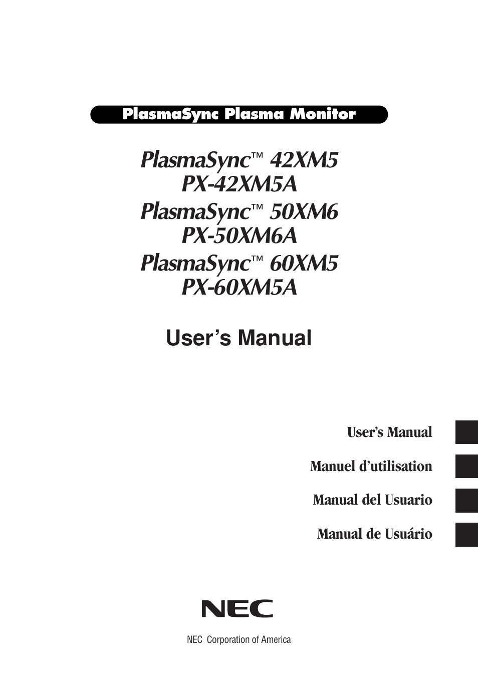 NEC PX-60XM5A User Manual | 203 pages