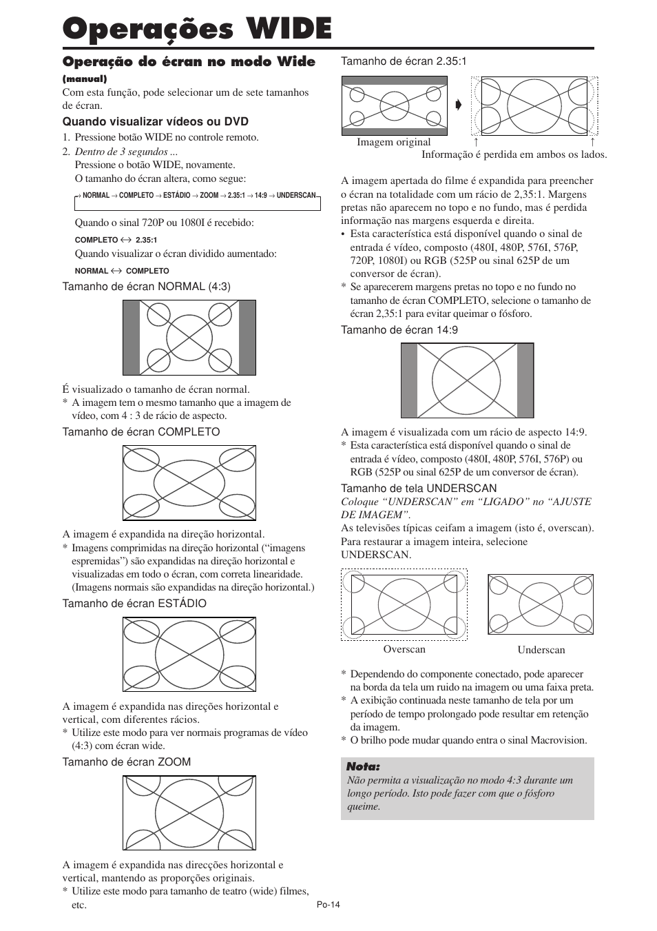 Operações wide | NEC PX-60XM5A User Manual | Page 164 / 203