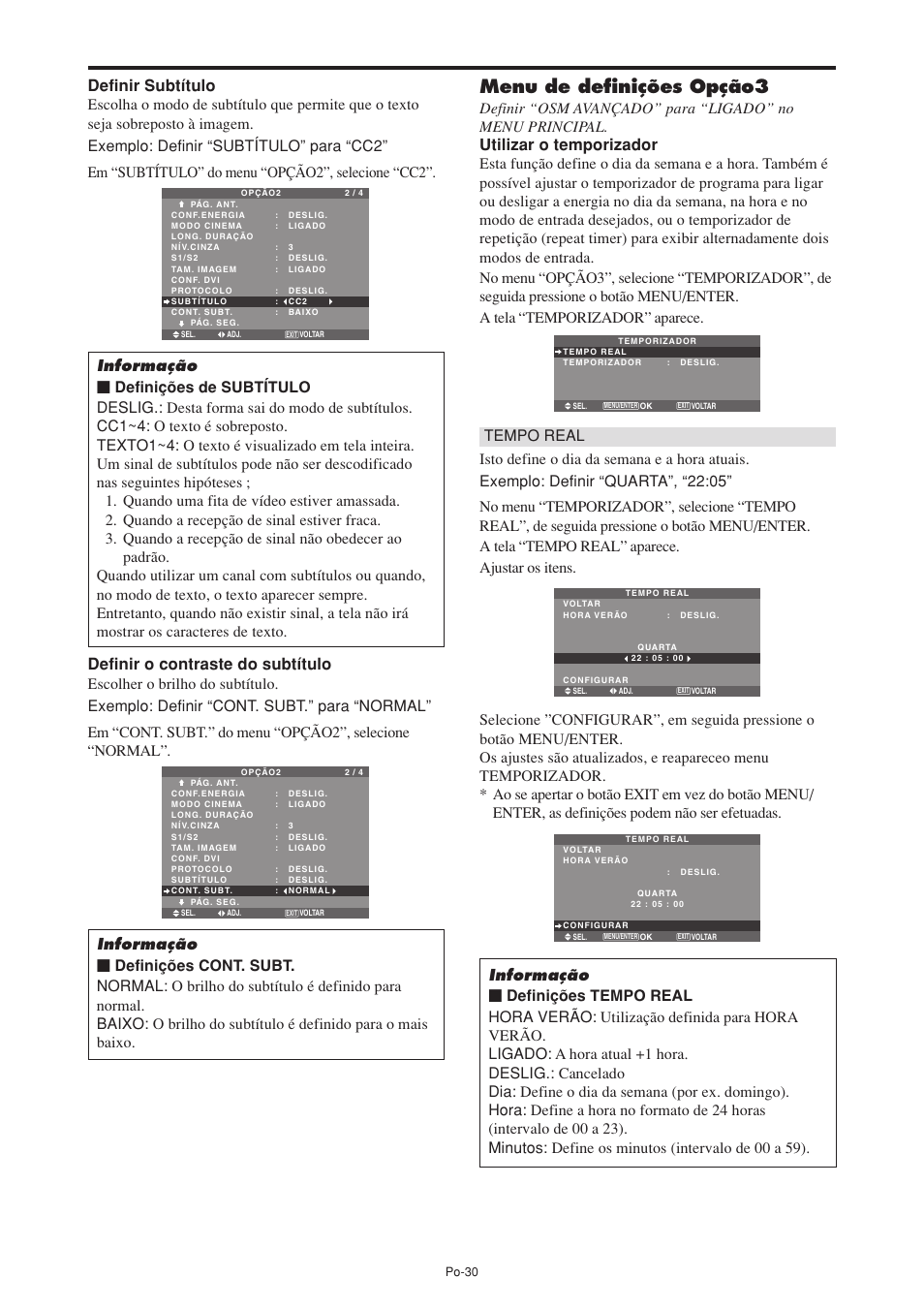 Menu de definições opção3 | NEC PX-60XM5A User Manual | Page 180 / 203