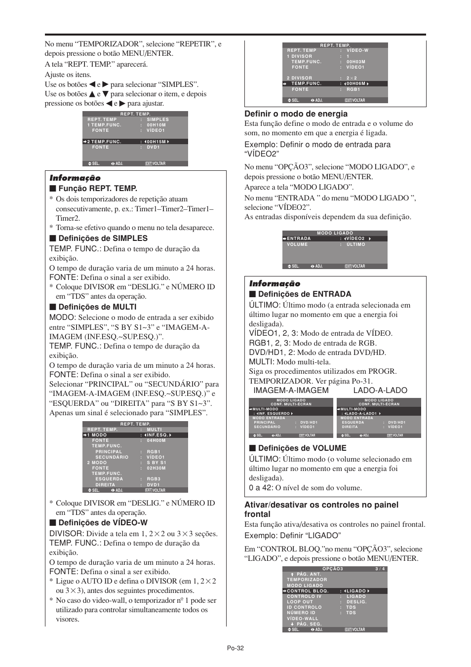 Para selecionar “simples”. use os botões, Para ajustar | NEC PX-60XM5A User Manual | Page 182 / 203
