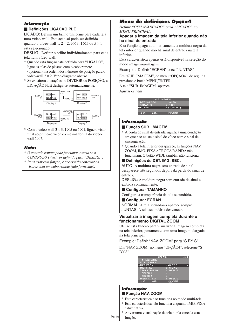 Menu de definições opção4 | NEC PX-60XM5A User Manual | Page 186 / 203