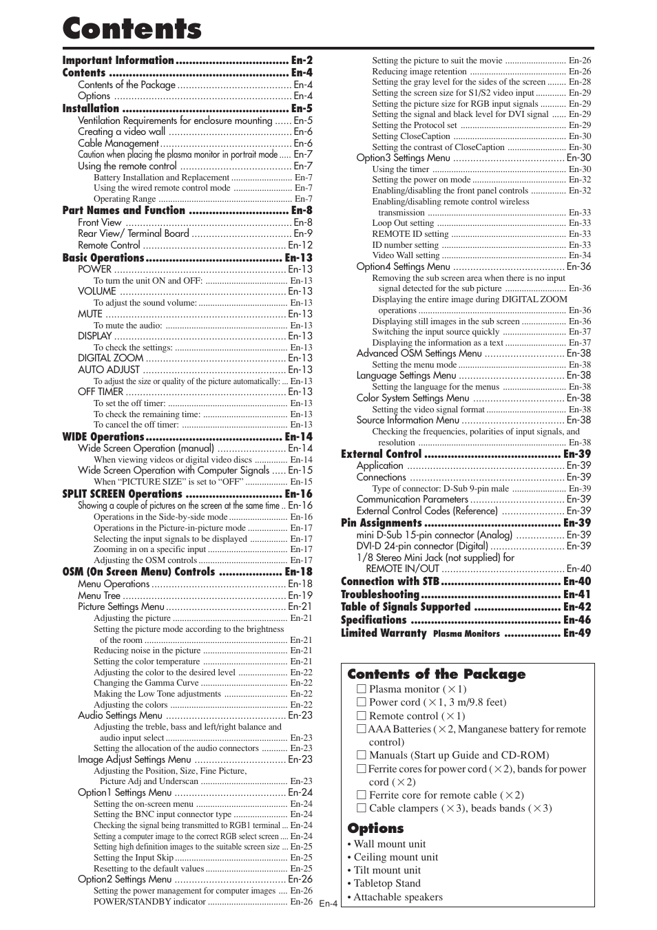 NEC PX-60XM5A User Manual | Page 5 / 203