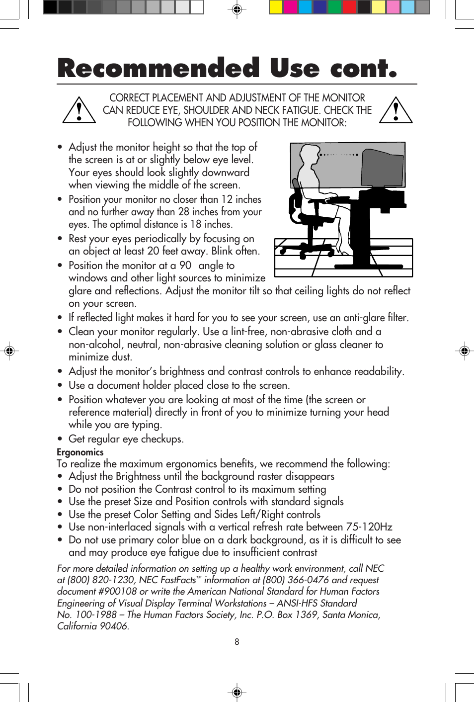 Recommended use cont | NEC A700+TM User Manual | Page 10 / 56