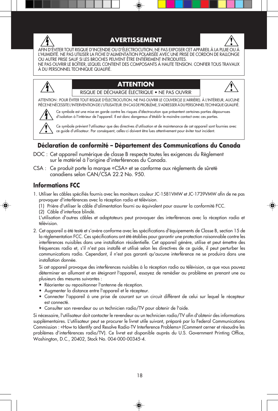 Avertissement attention, Informations fcc | NEC A700+TM User Manual | Page 20 / 56