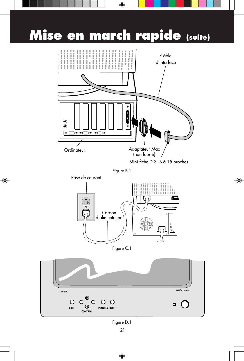 Mise en march rapide, Suite) | NEC A700+TM User Manual | Page 23 / 56