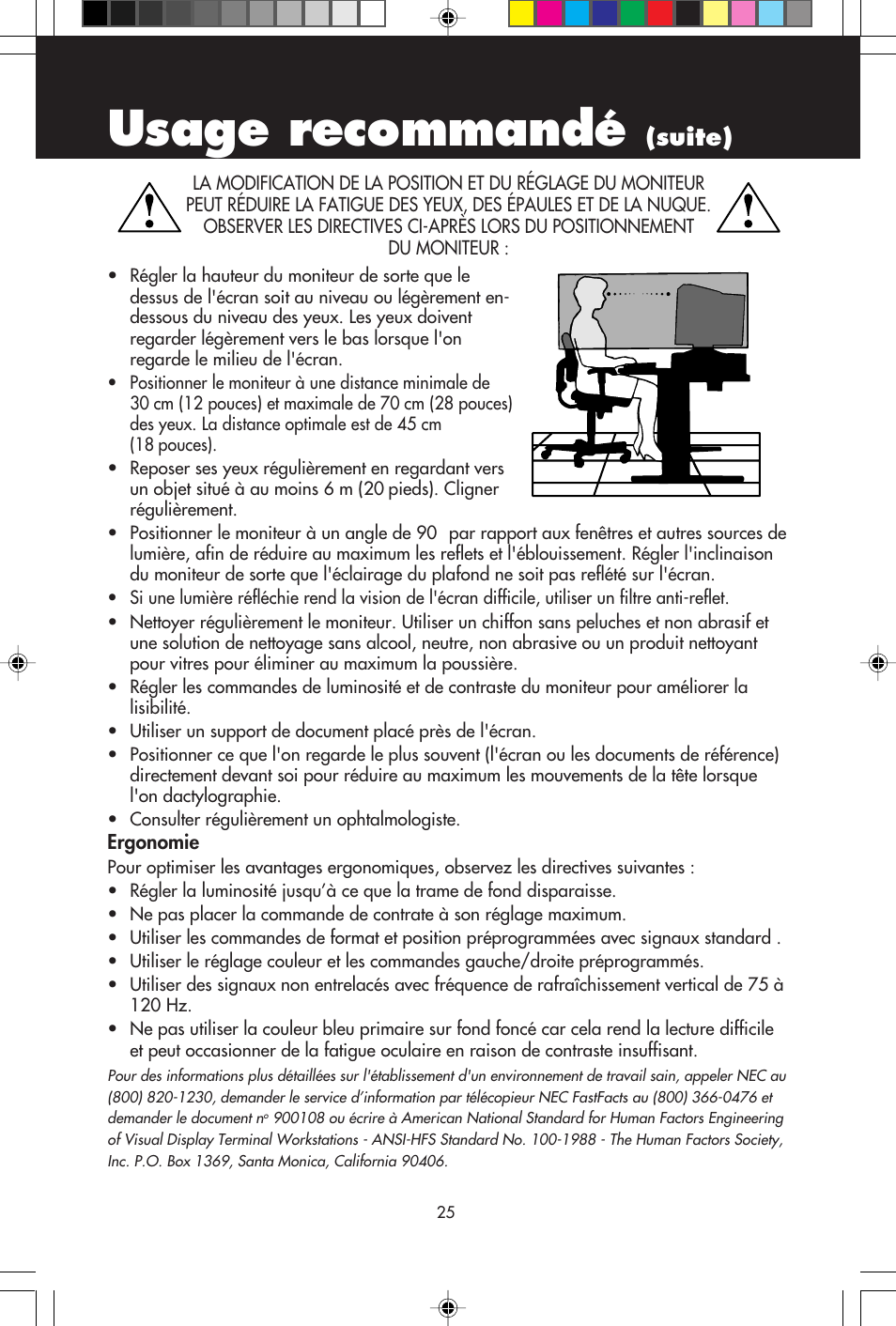 Usage recommandé, Suite) | NEC A700+TM User Manual | Page 27 / 56