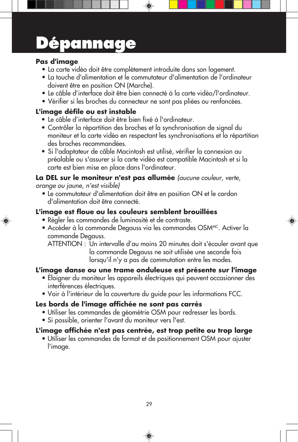 Dépannage | NEC A700+TM User Manual | Page 31 / 56