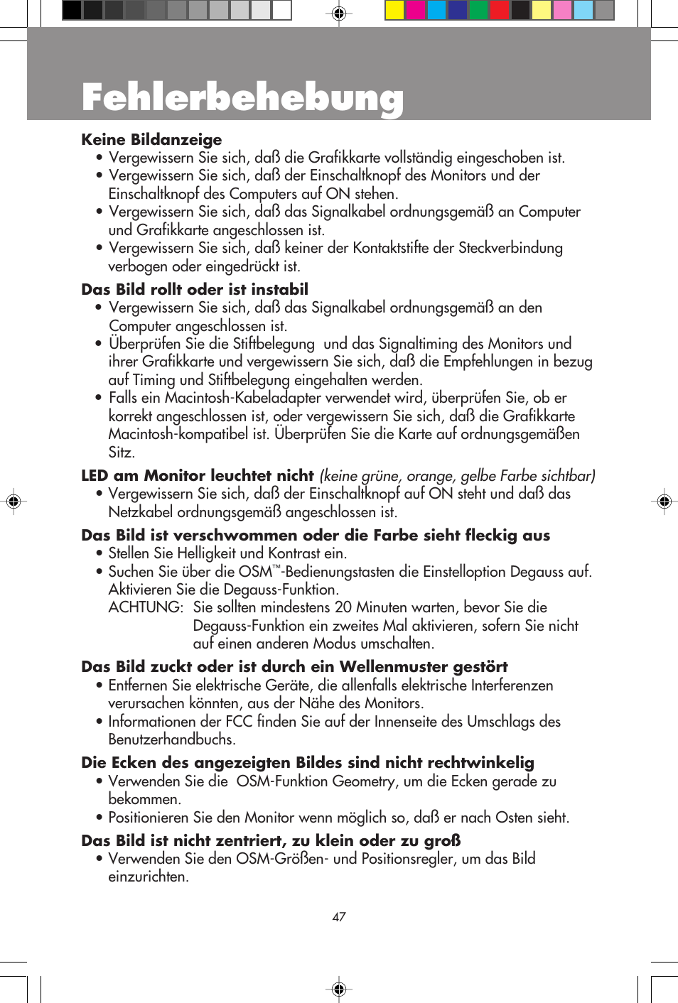 Fehlerbehebung | NEC A700+TM User Manual | Page 49 / 56