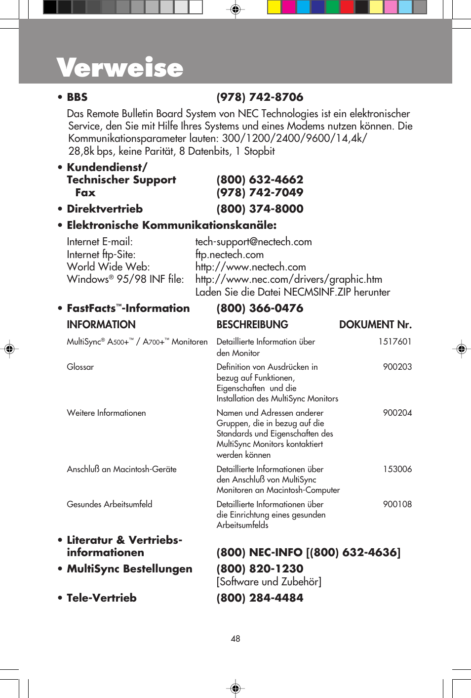 Verweise | NEC A700+TM User Manual | Page 50 / 56