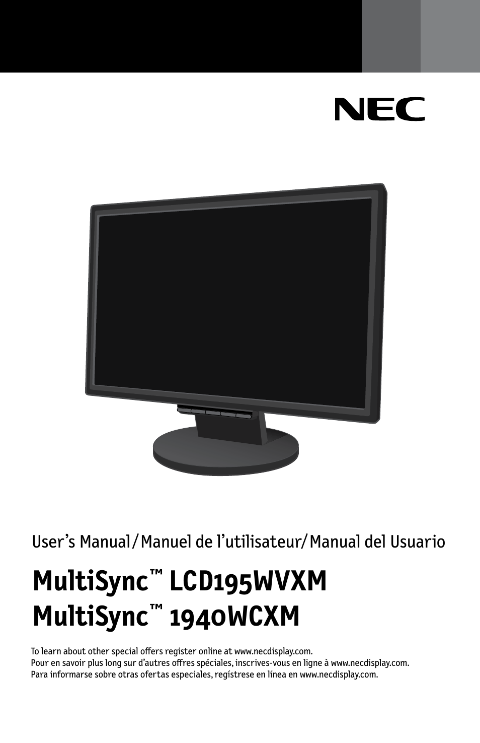 NEC MULTISYNC LCD195WVXM User Manual | 64 pages