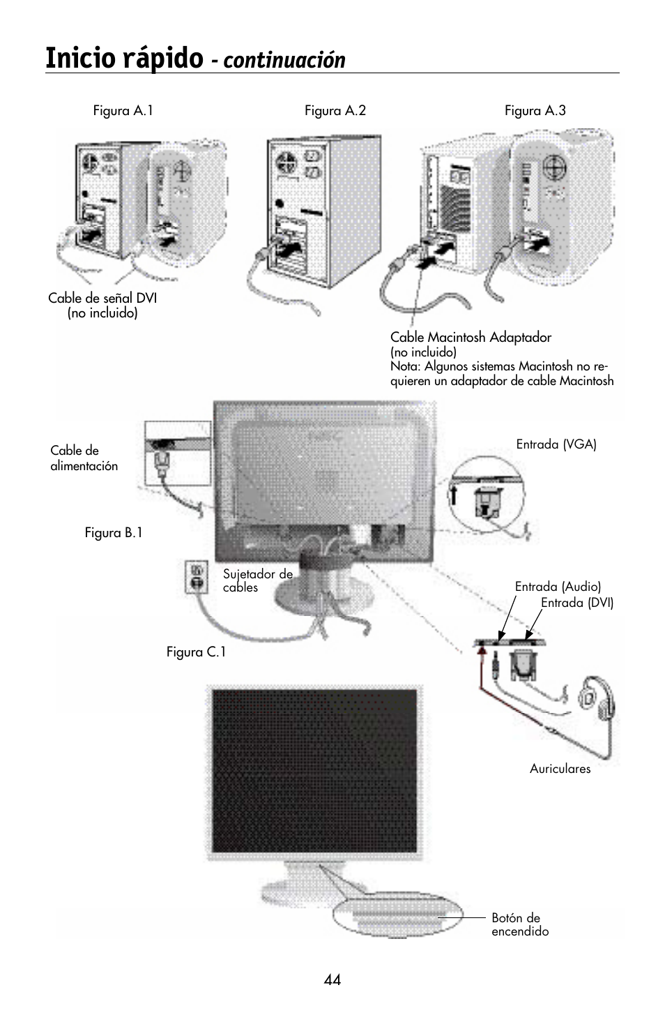 Inicio rápido, Continuación | NEC MULTISYNC LCD195WVXM User Manual | Page 46 / 64